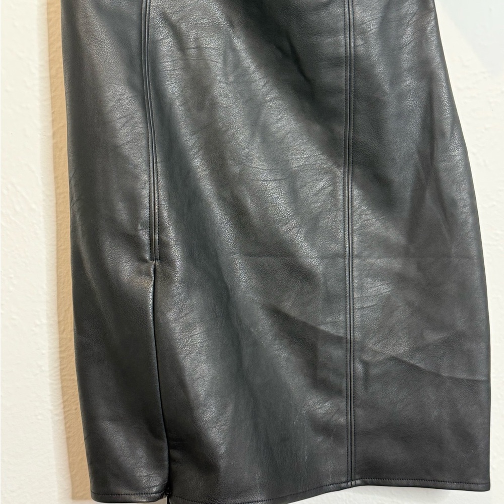 Elliatt One-Shoulder Faux Leather Mini Dress | Puff Sleeve Black Cocktail S - Picture 8 of 10